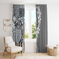 Aloha Vintage Plumeria Hawaiian Tapa Pattern Window Curtain Gray Hawaiian Tapa Pattern - Polynesian Pride