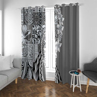 Aloha Vintage Plumeria Hawaiian Tapa Pattern Window Curtain Gray Hawaiian Tapa Pattern - Polynesian Pride