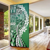 Aloha Vintage Plumeria Hawaiian Tapa Pattern Door Cover Green Hawaiian Tapa Pattern - Polynesian Pride