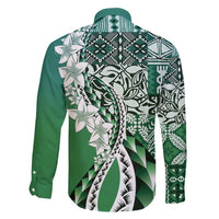 Aloha Vintage Plumeria Hawaiian Tapa Pattern Family Matching Tank Maxi Dress and Hawaiian Shirt Green Hawaiian Tapa Pattern - Polynesian Pride