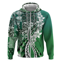 Aloha Vintage Plumeria Hawaiian Tapa Pattern Hoodie Green Hawaiian Tapa Pattern - Polynesian Pride