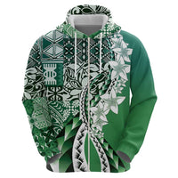 Aloha Vintage Plumeria Hawaiian Tapa Pattern Hoodie Green Hawaiian Tapa Pattern - Polynesian Pride