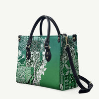 Aloha Vintage Plumeria Hawaiian Tapa Pattern Leather Bag Green Hawaiian Tapa Pattern - Polynesian Pride