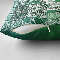 Aloha Vintage Plumeria Hawaiian Tapa Pattern Pillow Cover Green Hawaiian Tapa Pattern - Polynesian Pride