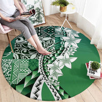 Aloha Vintage Plumeria Hawaiian Tapa Pattern Round Carpet Green Hawaiian Tapa Pattern - Polynesian Pride