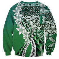 Aloha Vintage Plumeria Hawaiian Tapa Pattern Sweatshirt Green Hawaiian Tapa Pattern - Polynesian Pride
