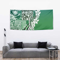 Aloha Vintage Plumeria Hawaiian Tapa Pattern Tapestry Green Hawaiian Tapa Pattern - Polynesian Pride