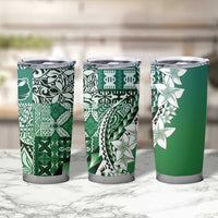 Aloha Vintage Plumeria Hawaiian Tapa Pattern Tumbler Cup Green Hawaiian Tapa Pattern - Polynesian Pride