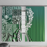 Aloha Vintage Plumeria Hawaiian Tapa Pattern Window Curtain Green Hawaiian Tapa Pattern - Polynesian Pride