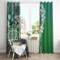 Aloha Vintage Plumeria Hawaiian Tapa Pattern Window Curtain Green Hawaiian Tapa Pattern - Polynesian Pride