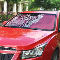 Aloha Vintage Plumeria Hawaiian Tapa Pattern Auto Sun Shade Pink Hawaiian Tapa Pattern - Polynesian Pride