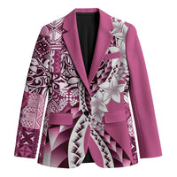 Aloha Vintage Plumeria Hawaiian Tapa Pattern Blazer Pink Hawaiian Tapa Pattern - Polynesian Pride