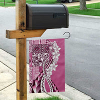 Aloha Vintage Plumeria Hawaiian Tapa Pattern Garden Flag Pink Hawaiian Tapa Pattern - Polynesian Pride