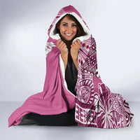 Aloha Vintage Plumeria Hawaiian Tapa Pattern Hooded Blanket Pink Hawaiian Tapa Pattern - Polynesian Pride