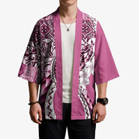 Aloha Vintage Plumeria Hawaiian Tapa Pattern Kimono Pink Hawaiian Tapa Pattern - Polynesian Pride