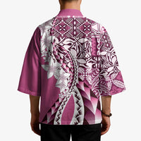 Aloha Vintage Plumeria Hawaiian Tapa Pattern Kimono Pink Hawaiian Tapa Pattern - Polynesian Pride