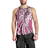 Aloha Vintage Plumeria Hawaiian Tapa Pattern Men Tank Top Pink Hawaiian Tapa Pattern - Polynesian Pride