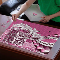 Aloha Vintage Plumeria Hawaiian Tapa Pattern Puzzle Pink Hawaiian Tapa Pattern - Polynesian Pride