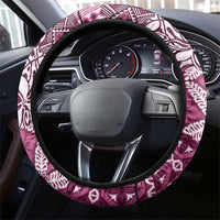 Aloha Vintage Plumeria Hawaiian Tapa Pattern Steering Wheel Cover Pink Hawaiian Tapa Pattern - Polynesian Pride