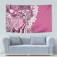 Aloha Vintage Plumeria Hawaiian Tapa Pattern Tapestry Pink Hawaiian Tapa Pattern - Polynesian Pride