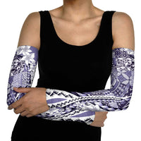 Aloha Vintage Plumeria Hawaiian Tapa Pattern Arm Sleeves Purple Hawaiian Tapa Pattern - Polynesian Pride