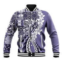 Aloha Vintage Plumeria Hawaiian Tapa Pattern Baseball Jacket Purple Hawaiian Tapa Pattern - Polynesian Pride