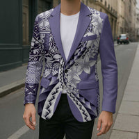 Aloha Vintage Plumeria Hawaiian Tapa Pattern Blazer Purple Hawaiian Tapa Pattern - Polynesian Pride