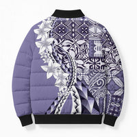 Aloha Vintage Plumeria Hawaiian Tapa Pattern Bomber Puffer Jacket Purple Hawaiian Tapa Pattern - Polynesian Pride