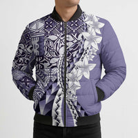 Aloha Vintage Plumeria Hawaiian Tapa Pattern Bomber Puffer Jacket Purple Hawaiian Tapa Pattern - Polynesian Pride