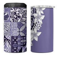Aloha Vintage Plumeria Hawaiian Tapa Pattern 4 in 1 Can Cooler Tumbler Purple Hawaiian Tapa Pattern - Polynesian Pride