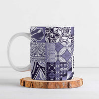 Aloha Vintage Plumeria Hawaiian Tapa Pattern Ceramic Mug Purple Hawaiian Tapa Pattern - Polynesian Pride