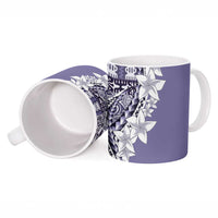 Aloha Vintage Plumeria Hawaiian Tapa Pattern Ceramic Mug Purple Hawaiian Tapa Pattern - Polynesian Pride