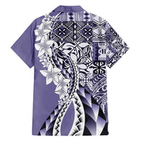 Aloha Vintage Plumeria Hawaiian Tapa Pattern Family Matching Short Sleeve Bodycon Dress and Hawaiian Shirt Purple Hawaiian Tapa Pattern - Polynesian Pride