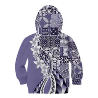 Aloha Vintage Plumeria Hawaiian Tapa Pattern Kid Hoodie Purple Hawaiian Tapa Pattern - Polynesian Pride