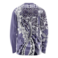 Aloha Vintage Plumeria Hawaiian Tapa Pattern Long Sleeve Shirt Purple Hawaiian Tapa Pattern - Polynesian Pride