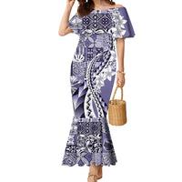 Aloha Vintage Plumeria Hawaiian Tapa Pattern Mermaid Dress Purple Hawaiian Tapa Pattern - Polynesian Pride