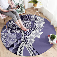 Aloha Vintage Plumeria Hawaiian Tapa Pattern Round Carpet Purple Hawaiian Tapa Pattern - Polynesian Pride