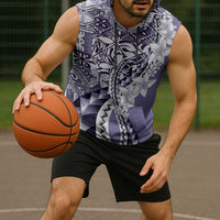 Aloha Vintage Plumeria Hawaiian Tapa Pattern Sleeveless Hoodie Purple Hawaiian Tapa Pattern - Polynesian Pride