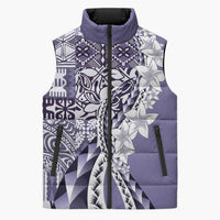 Aloha Vintage Plumeria Hawaiian Tapa Pattern Sleeveless Puffer Jacket Purple Hawaiian Tapa Pattern - Polynesian Pride