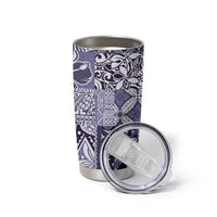 Aloha Vintage Plumeria Hawaiian Tapa Pattern Tumbler Cup Purple Hawaiian Tapa Pattern - Polynesian Pride
