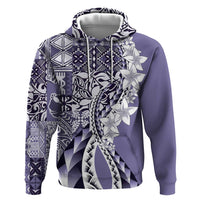 Aloha Vintage Plumeria Hawaiian Tapa Pattern Zip Hoodie Purple Hawaiian Tapa Pattern - Polynesian Pride