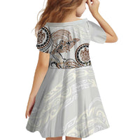 Polynesian Manta Ray Family Matching Mermaid Dress and Hawaiian Shirt Beige Floral Turtle Tattoo - Polynesian Pride