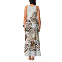Polynesian Manta Ray Family Matching Tank Maxi Dress and Hawaiian Shirt Beige Floral Turtle Tattoo - Polynesian Pride