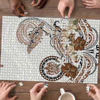 Polynesian Manta Ray Puzzle Beige Floral Turtle Tattoo - Polynesian Pride