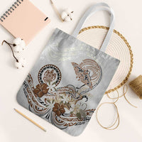 Polynesian Manta Ray Tote Bag Beige Floral Turtle Tattoo - Polynesian Pride