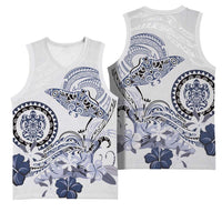 Polynesian Manta Ray Basketball Jersey Blue Floral Turtle Tattoo - Polynesian Pride