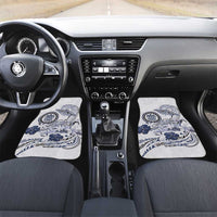 Polynesian Manta Ray Car Mats Blue Floral Turtle Tattoo - Polynesian Pride