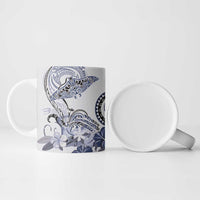 Polynesian Manta Ray Ceramic Mug Blue Floral Turtle Tattoo - Polynesian Pride