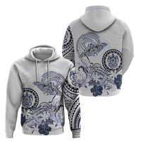 Polynesian Manta Ray Hoodie Blue Floral Turtle Tattoo - Polynesian Pride