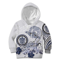 Polynesian Manta Ray Kid Hoodie Blue Floral Turtle Tattoo - Polynesian Pride